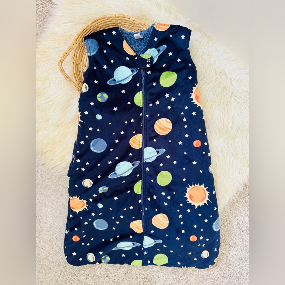 Hudson Baby Blue Outer Space Planets Sleeveless Sleeping Sack Size 12-18 Months